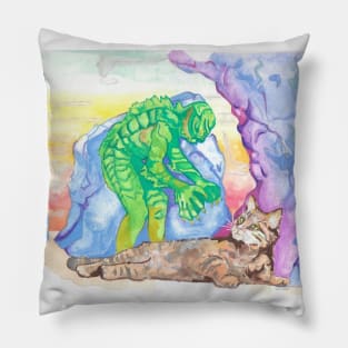 Creature From the Cat Lagoon Pillow