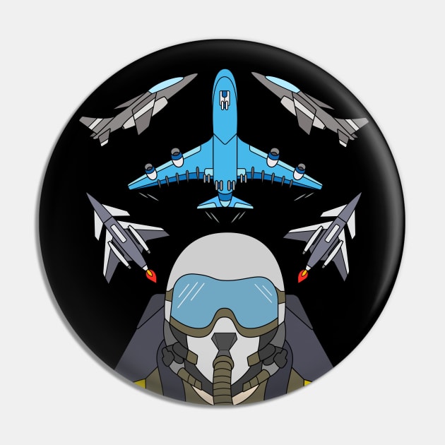 Cool Fighter Pilot Design with Jets and Airplane Pin by samshirts