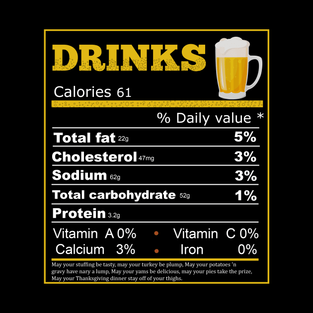 Funny Drinks Nutrition Facts Label Thanksgiving by Flipodesigner