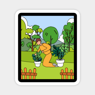 Retro Hobby Gardener Garden Gardener Magnet