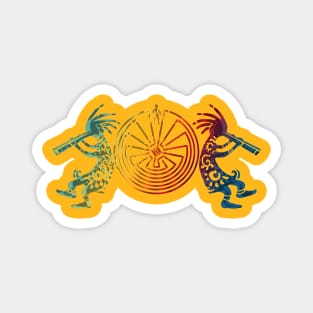 Kokopelli Duo With Man In The Maze Symbol 1 Magnet