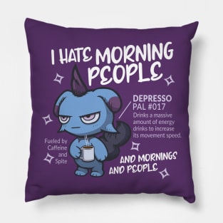 Depresso Hates Mornings Pillow