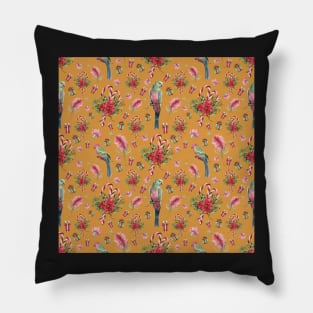 Australian Native Birds and Flowers - A Christmas Print Pillow