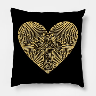 The cross of Jesus Christ drawn inside the heart Pillow