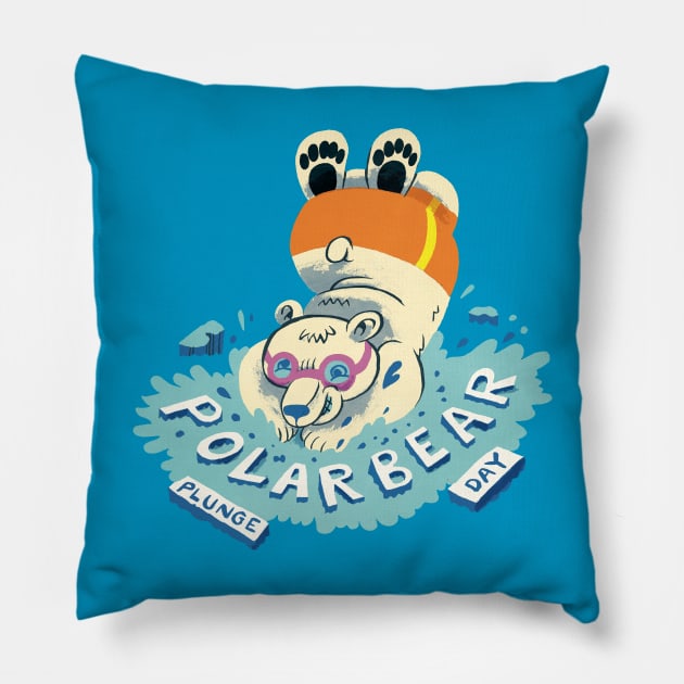 Polar Bear Plunge Day Pillow by washburnillustration