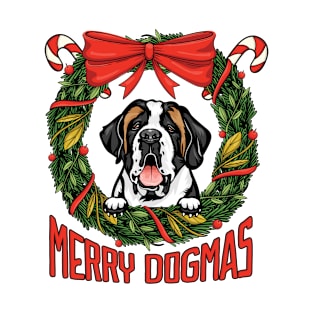 Merry Dogmas Christmas St Bernard Dog Owner T-Shirt