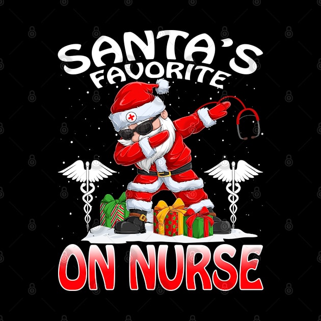 Santas Favorite On Nurse Christmas T Shirt by intelus