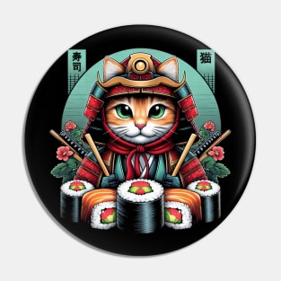 Kawaii Samurai Sushi Cat | Women’s Cute Japanese Cat Lover Pin