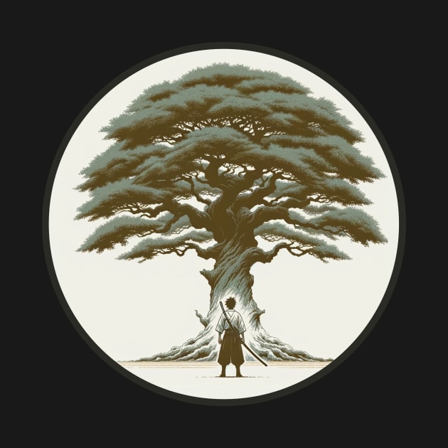 Ancient Guardian - Samurai Under the Wisdom Tree Design by Ceiko