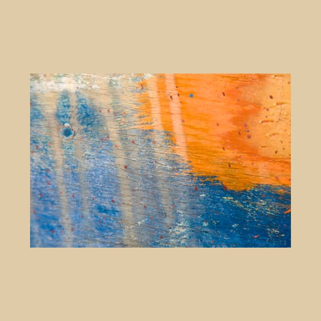 Beautiful blue and orange combination painted wooden surface with scratches by textural