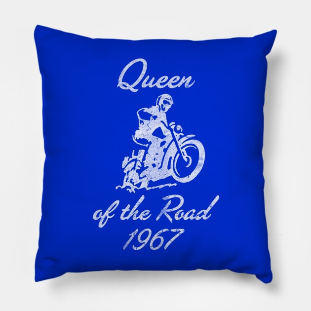 Queen of the Road - in white Pillow by MotoGirl