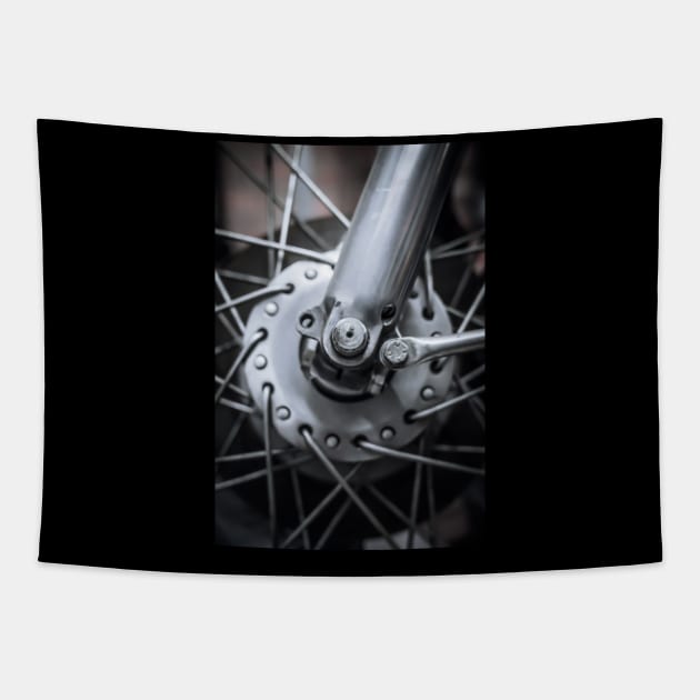 Norton Wheel hub Portrait Tapestry by Silver Linings