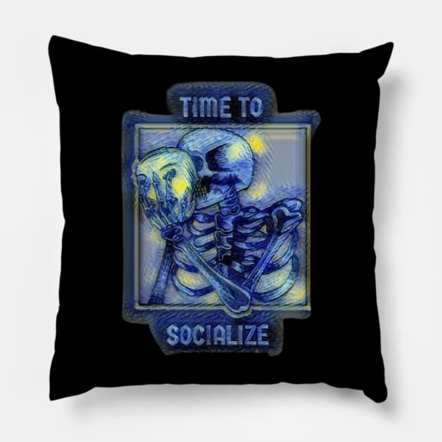 Time to socialize Pillow by Del Vecchio Designed 