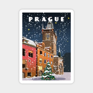 Prague, Czech.Retro travel poster Magnet