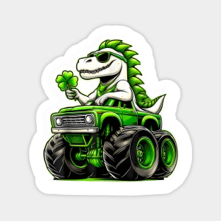 St Patricks Day Dinosaur Monster Truck Trex Boys Kid Toddler Magnet