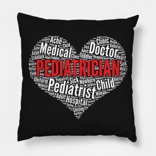 Pediatrician Heart Shape Word Cloud Pediatric Graduation print Pillow