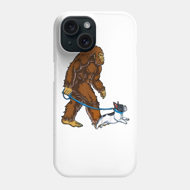 Funny Bigfoot Sasquatch Walking French Bulldog Phone Case by JameMalbie