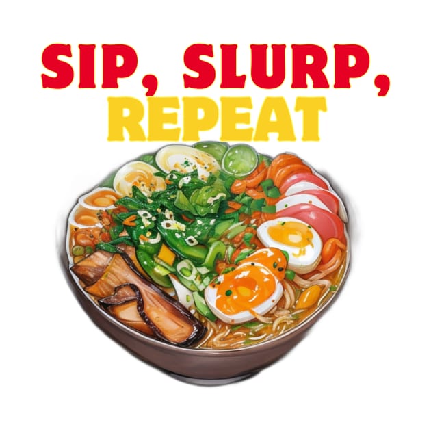 Ramen Slurp Sip Japan Vintage Japanese Katakana by Flowering Away