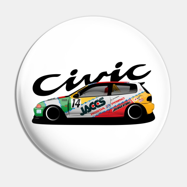 Honda Civic EG6 Jaccs 90s JTCC Race Car Pin by micfle08