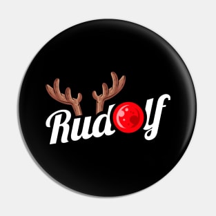 Rudolph The Reindeer Antlers Red Nose Christmas Pin