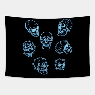 Baby Blue Skulls Sketch Study Tapestry