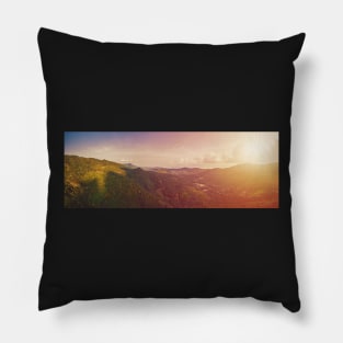 Aerial view of scenic sunset over jungle mountains at Ko Samui island Pillow