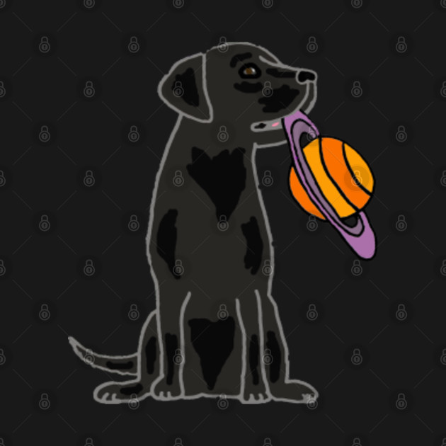 Discover Cute Black Lab Dog with Saturn Frisbee - Black Lab - T-Shirt