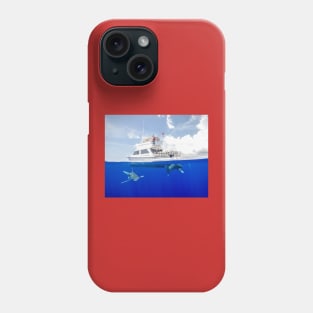 Oceanic White Tips Sharks Cruising Under A Boat Phone Case