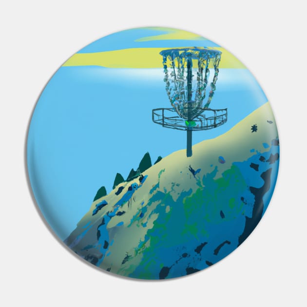Disc Golf on the Side of a Mountain Pin by Star Scrunch