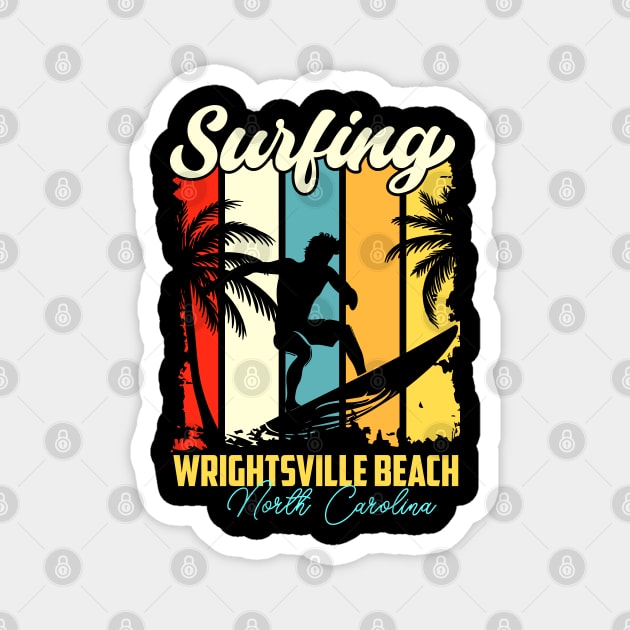 Surfing | Wrightsville Beach, North Carolina Magnet by T-shirt US