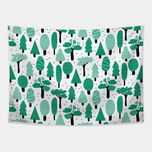 Teal Green Trees Tapestry