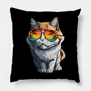 Cool Feline in Shades: Whiskered Purrfection for Cat Miaw Lovers Pillow