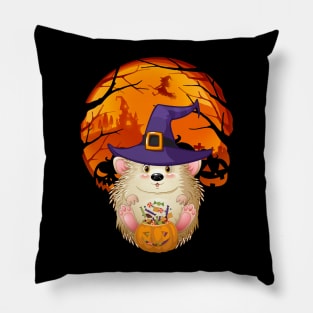 Porcupine pumpkin witch Pillow