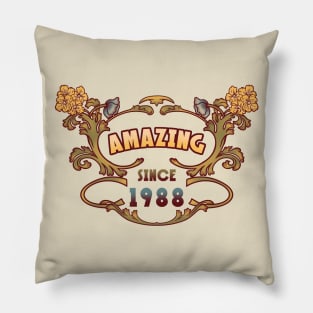 AMAZING SINCE 1988 art nouveau vintage retro 80s Pillow