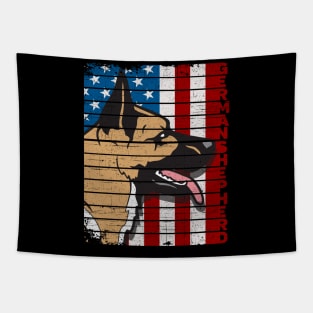 German Shepherd American Flag Tapestry