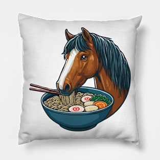 Bay Horse Eating Ramen Pillow