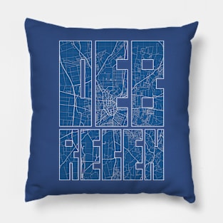 Debrecen, Hungary City Map Typography - Blueprint Pillow