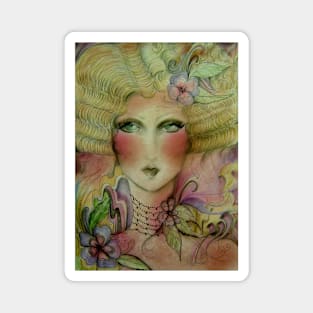 PASTEL WOODLAND ART DECO FAIRY DOLLY GIRL Magnet