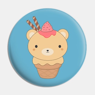 Kawaii Cute Ice Cream Bear T-Shirt Pin