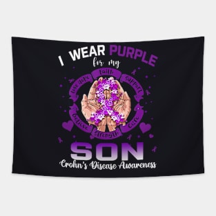 I Wear Purple For My Son Crohn's Disease Awareness Tapestry