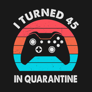 I Turned 45 In Quarantine - Retro Sunset Vintage 1975 45th Birthday Gift T-Shirt