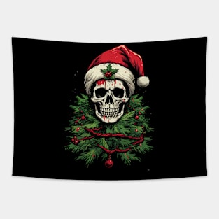 scary christmas skull santa design Tapestry