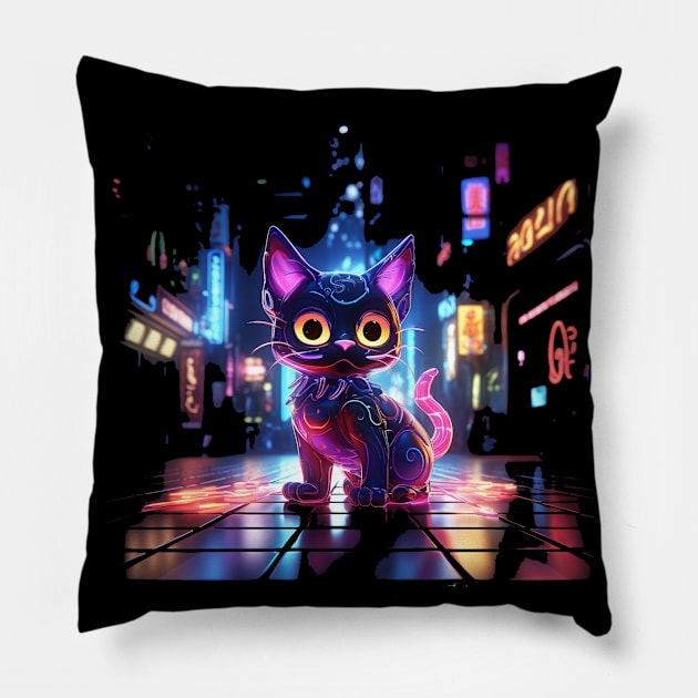 Neo-Cat Pillow by apsi