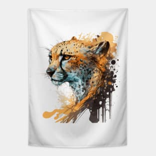 Cheetah Portrait Animal Painting Wildlife Outdoors Adventure Tapestry