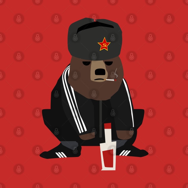 Gopnik bear squatting on the street by FOGSJ