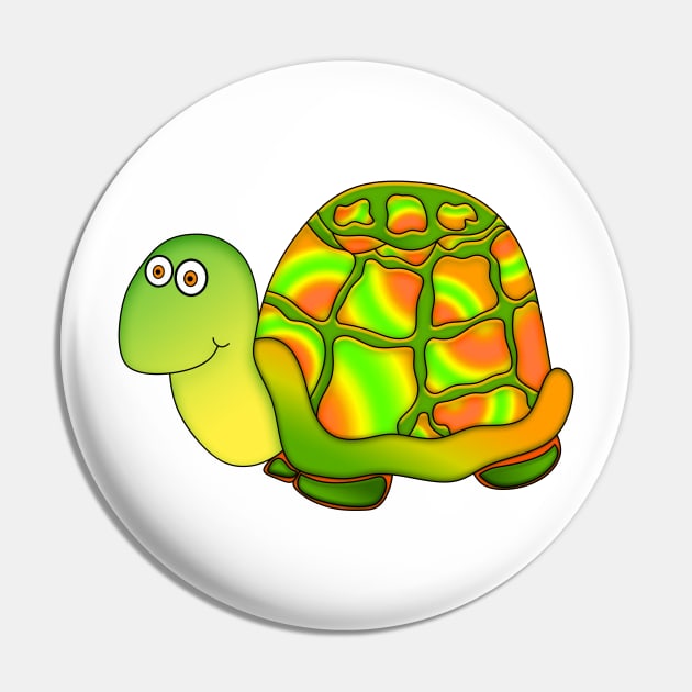 Cartoon Turtle In Greens, Oranges and Yellows Pin by Roly Poly Roundabout