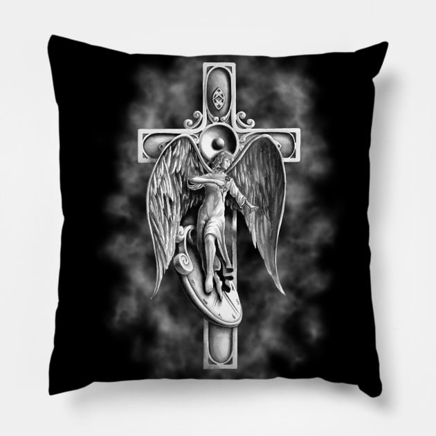 Angel and cross Pillow by Ramiros