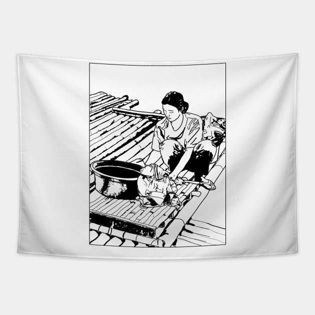 Washing Clothes 1 Washing Clothes Tapestry Teepublic