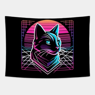 Synthwave cat Tapestry