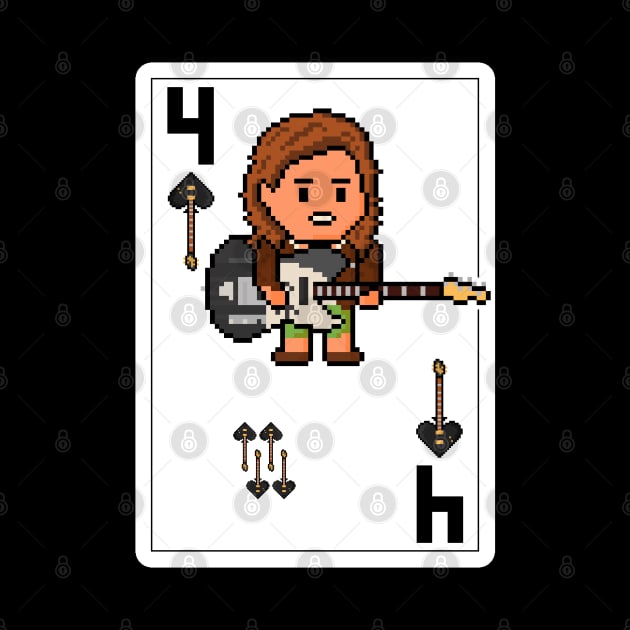 Pixelrockstars Four of Spades Playing Card by gkillerb